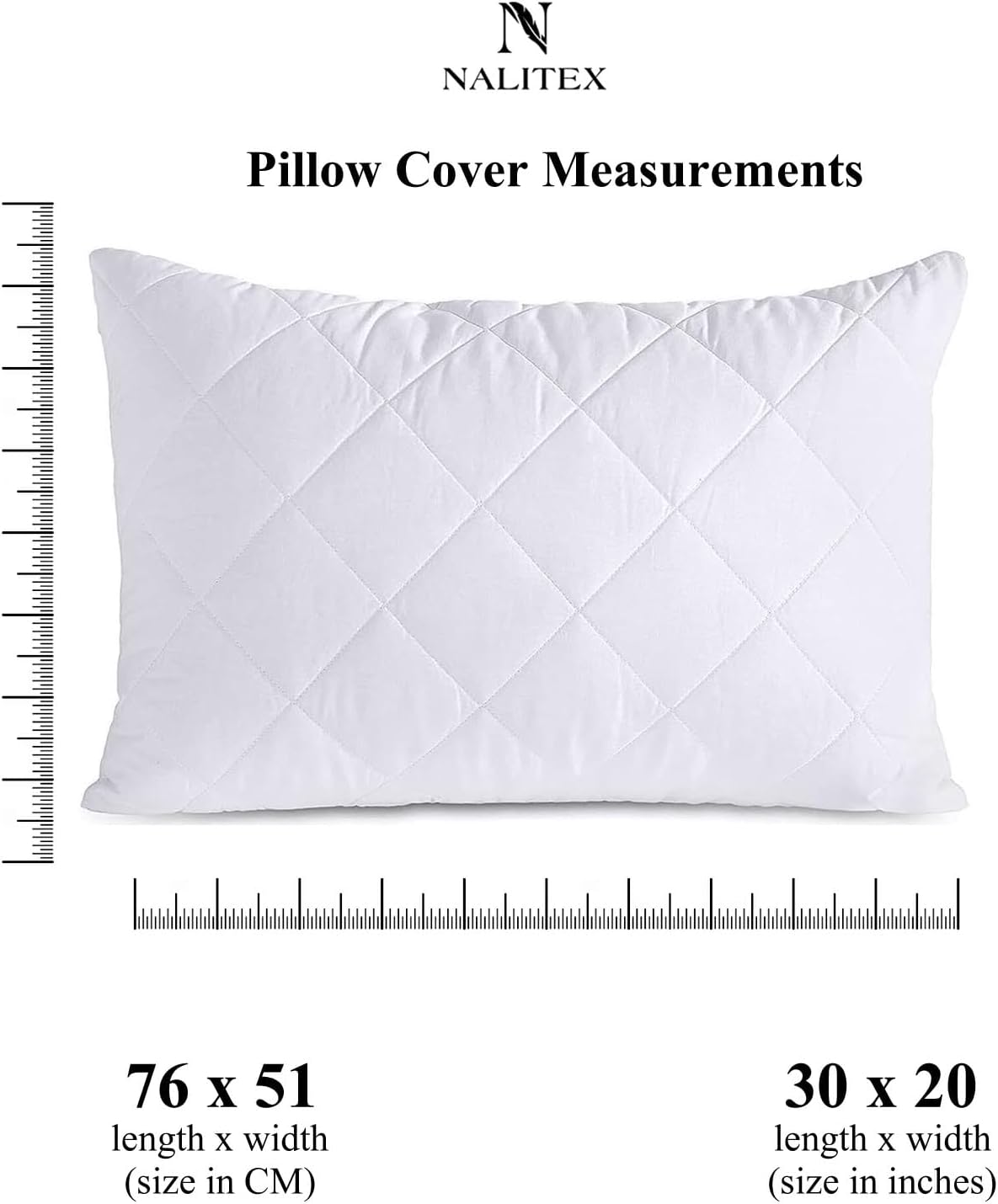 Nalitex Waterproof Pillow Protector with Zipper Style (2 Pack, White) Pillow Covers Luxury Queen Pillow Protectors Breathable and Ultra Sof…