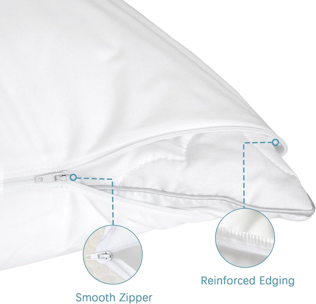 Bilobanbabybedding Body Pillow Protector Waterproof 2 Pack Body Pillow Cover with Zipper 21"x 55" Body Pillow Case White Pillowcase Encasem…
