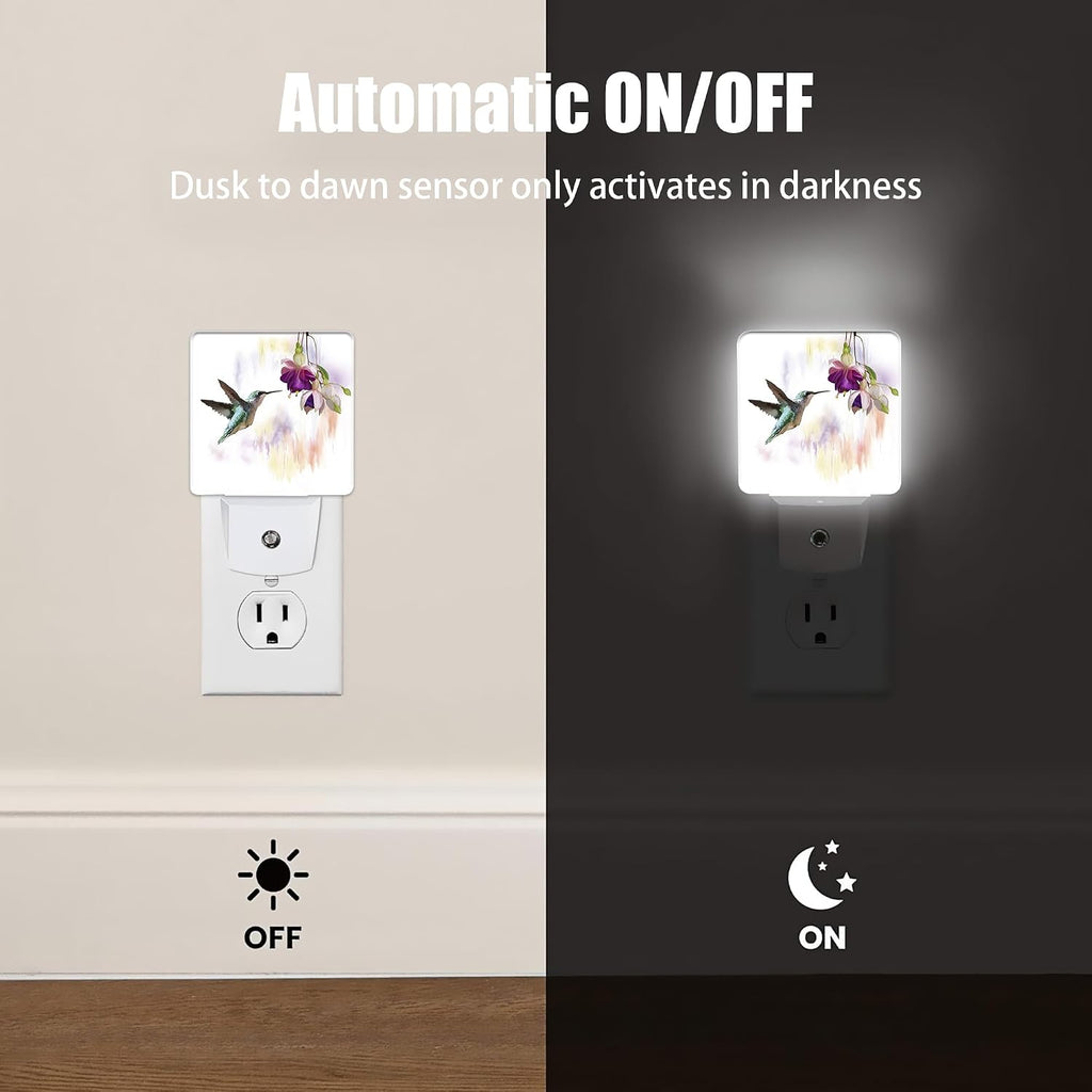 Groovy Hummingbird Flowers Dusk to Dawn Night Light, Auto Sensor Lamp Home Indoor Stairway Kitchen Corridor, Night Lights Plug into Wall…