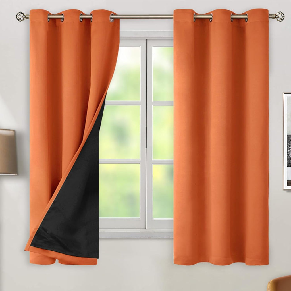 BGment Thermal Insulated 100% Blackout Curtains 63 Inch Length 2 Panels, Total Light Blocking Curtains for Bedroom, Grommet Window Drapes w…