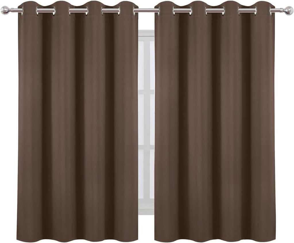 Lemomo Blackout Curtains 66 x 54 Inch Long Chocolate Curtains Set of 2 Panels Room Darkening Curtains for Bedroom and Living Room 54 Inch s…