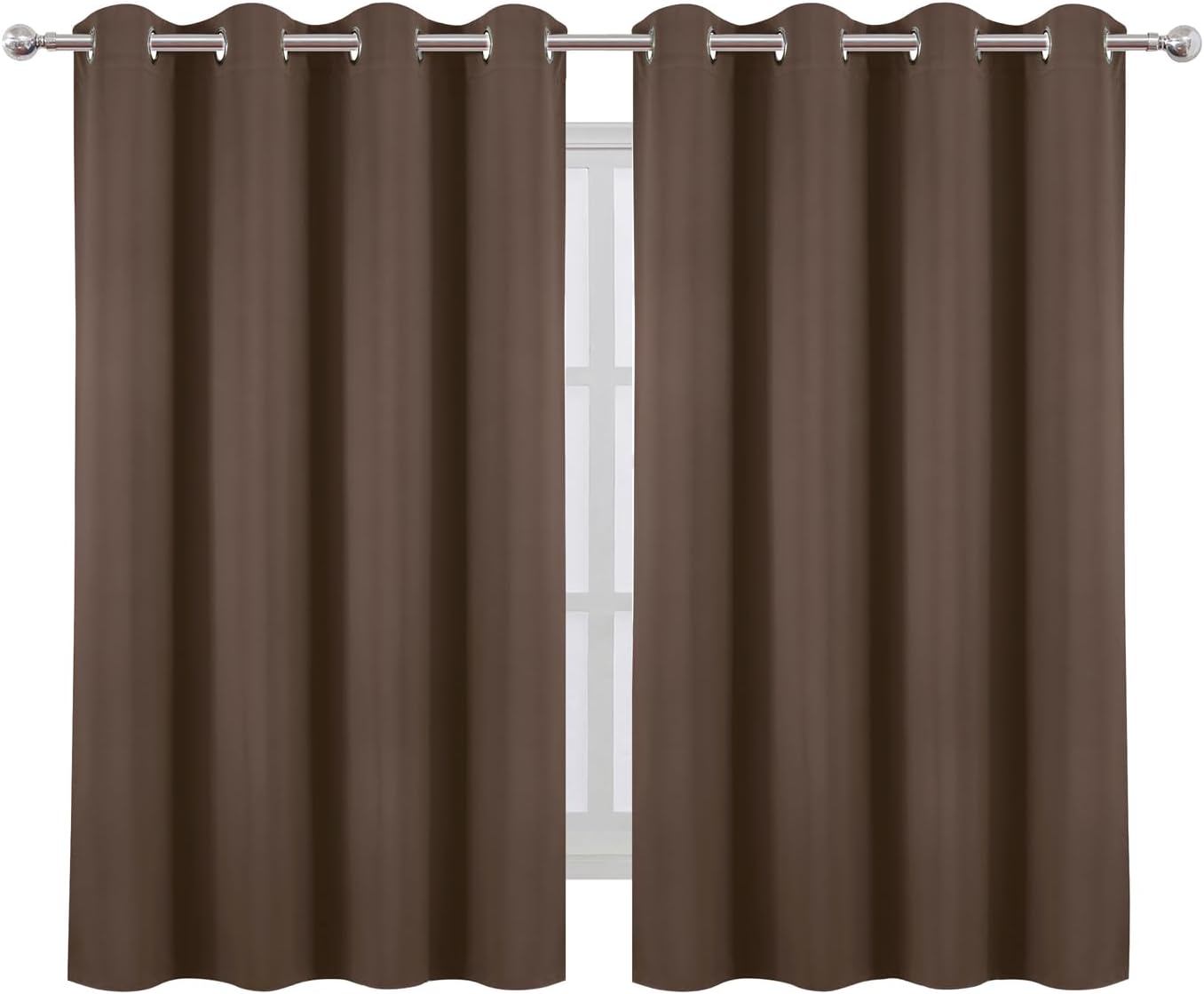 Lemomo Blackout Curtains 66 x 54 Inch Long Chocolate Curtains Set of 2 Panels Room Darkening Curtains for Bedroom and Living Room 54 Inch s…