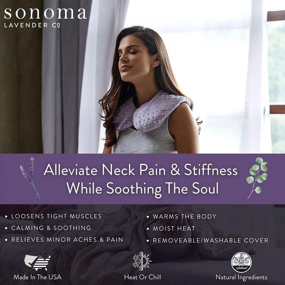Your Personal comfort Ritual Sonoma Lavender Luxury Lavender Heatable/Chillable Neck Pillow, Microwaveable for Neck and Shoulders with Rem…