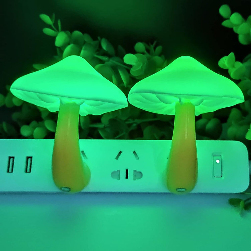 AUSAYE 2 Pack LED Mushroom Plug in Lamp Mushroom Night Light Mini Magic Night Lights for Adults Kids Gifts Green