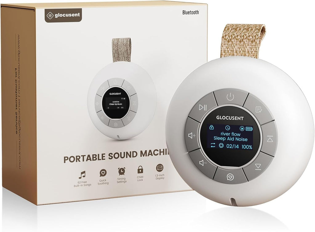 Glocusent Portable Sound Machine for Baby Kids Adults - 62 Sounds & 5W Speaker White Noise Machine for Sleeping, 30-hr Lasting…