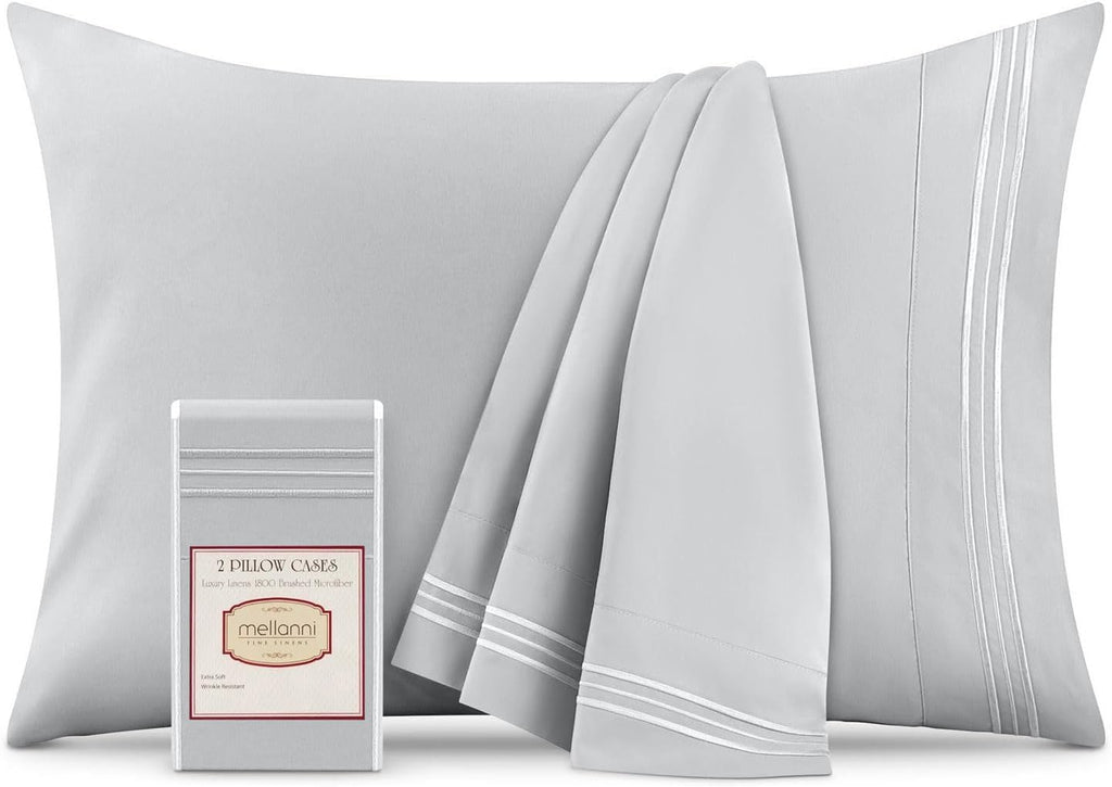 Mellanni Pillow Cases - Luxury, Extra Soft, Cooling Pillow Covers - 2 PC Iconic Collection Pillowcases - Envelope Closure (Standard/Queen 2…