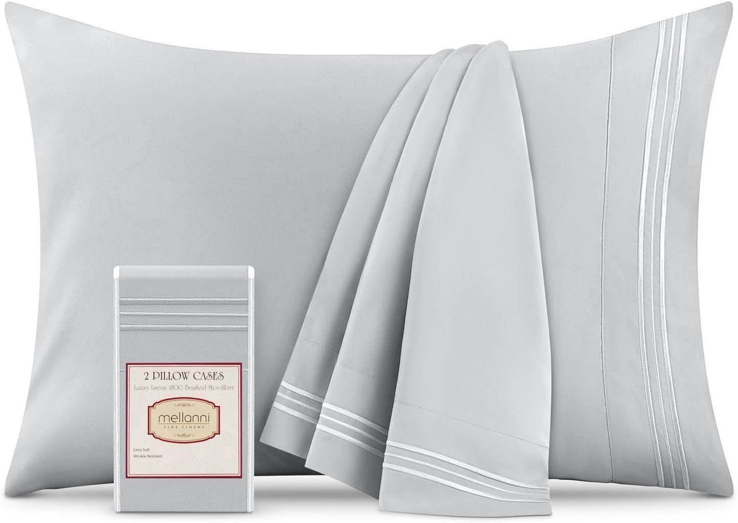 Mellanni Pillow Cases - Luxury, Extra Soft, Cooling Pillow Covers - 2 PC Iconic Collection Pillowcases - Envelope Closure (King 20" x 40",…