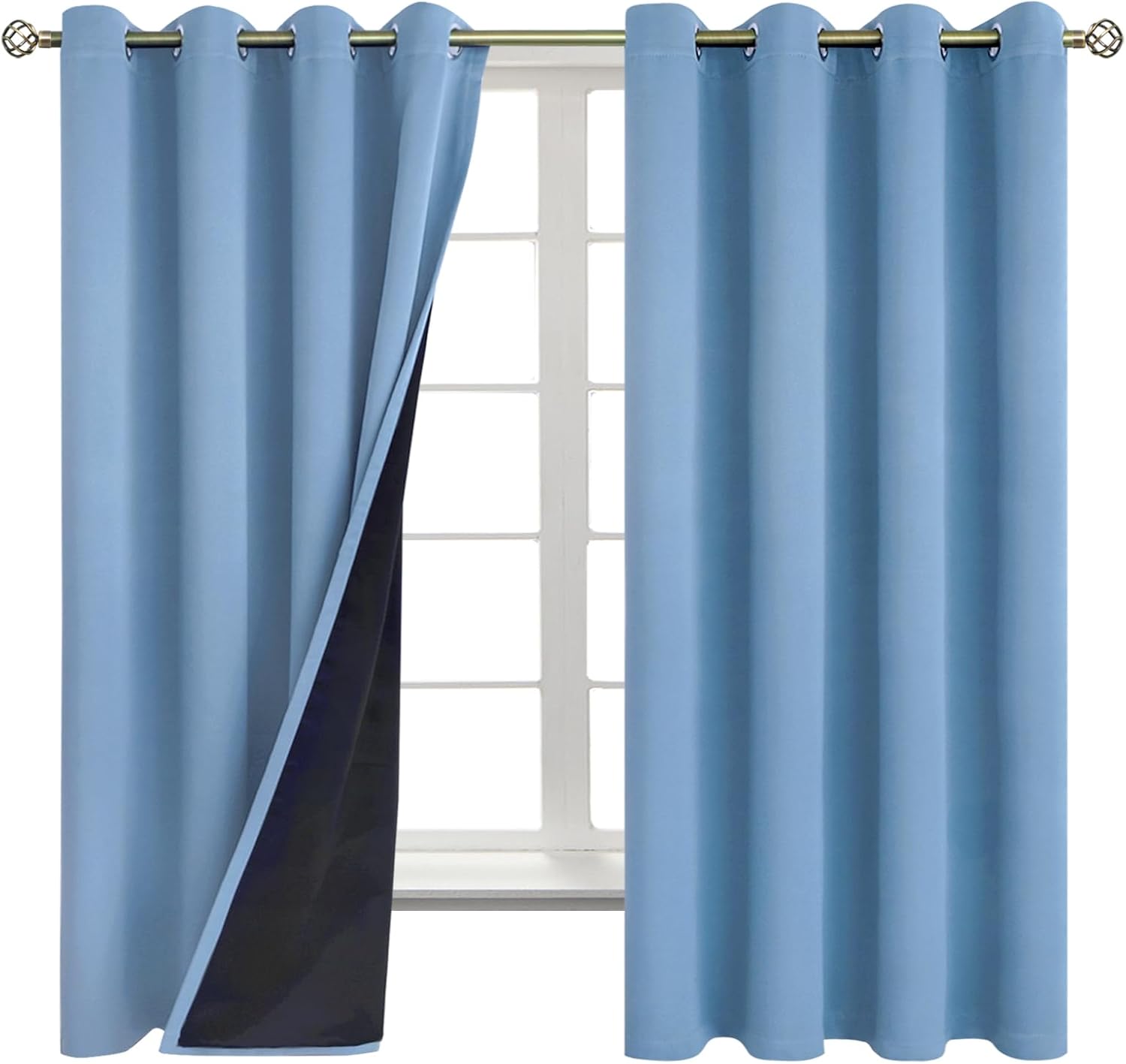 BGment Thermal Insulated 100% Blackout Curtains for Bedroom with Black Liner, Double Layer Full Room Darkening Noise Reducing Grommet Curta…