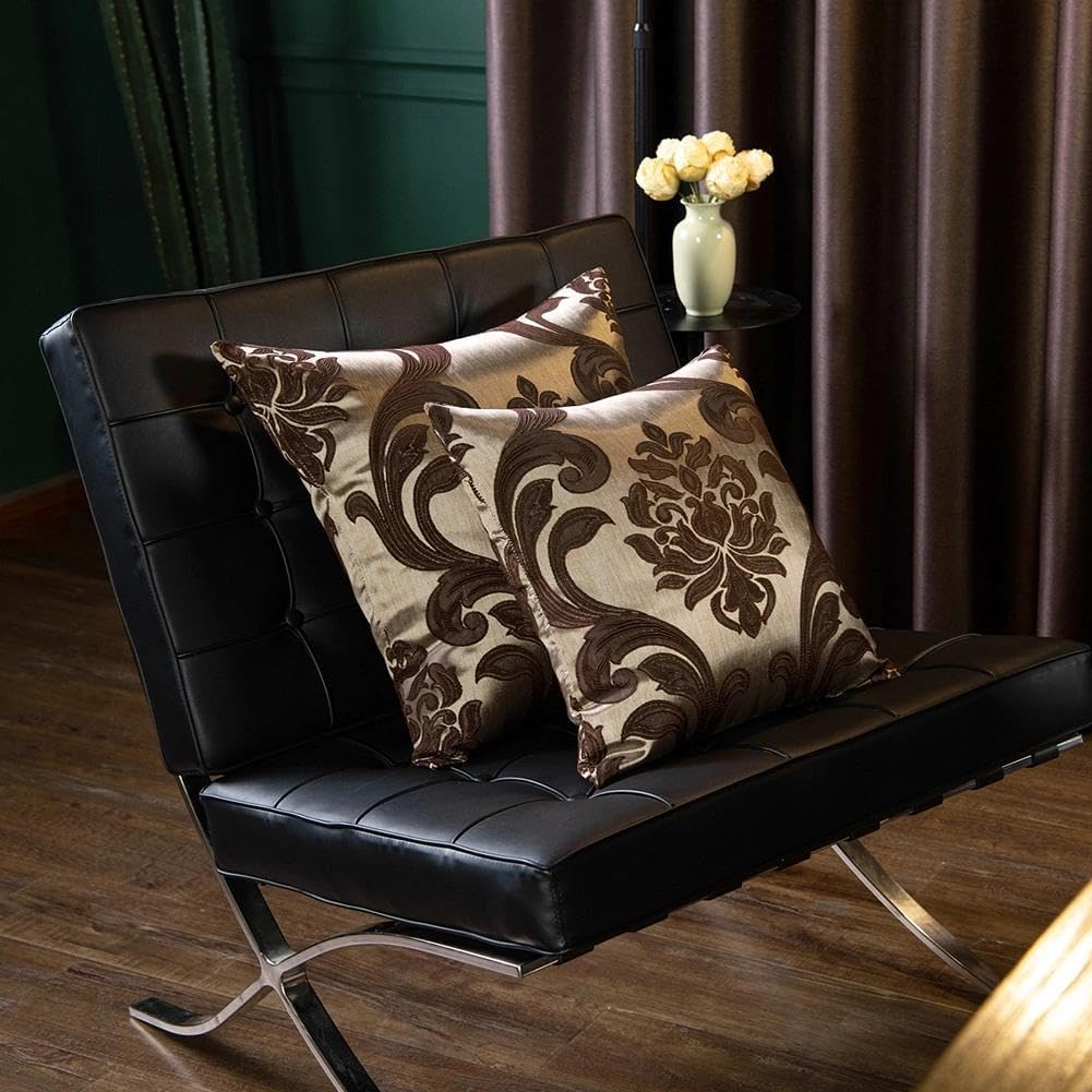 NAPEARL Throw Pillow Covers-Set of 2 Cushion Covers with Jacquard Patterns, Brown Decorative Pillowcase for Couch, Sofa, Bed, Attractive…