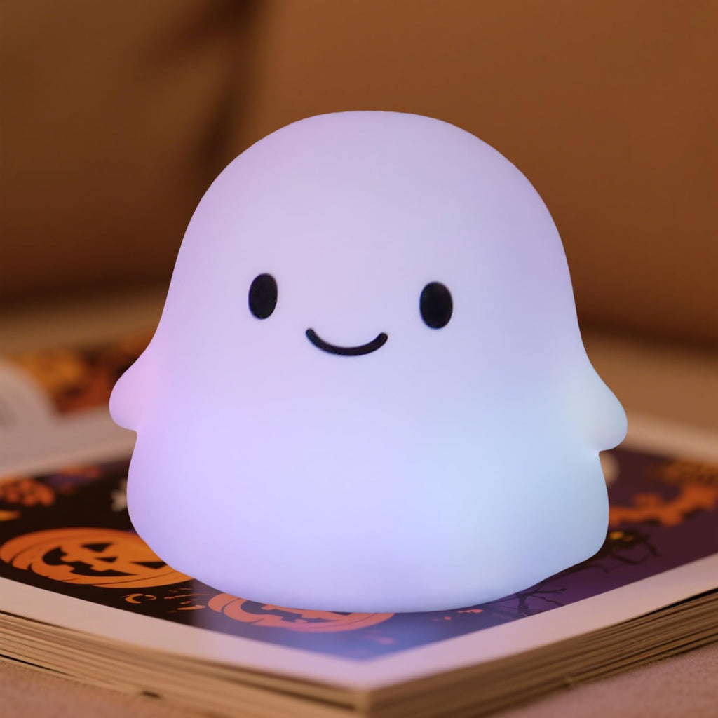 Ghost Night Light Color Changing, Cute Cloud Decor with Colors & 50Hrs, Tap Control Light Up Ghost for Kids, Rechargeable Halloween…
