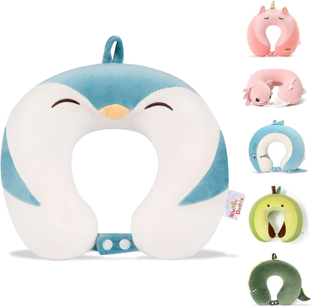 NiuniuDaddy Niuniu Daddy Penguin Kids Travel Pillow - Soft Memory Foam Portable Neck Pillow for Long Trip by Airplane, Car, Train Essential…