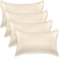 Elegantcomfort Elegant Comfort 4-Pack King Size Cream Satin Pillowcase Set with Hidden Zipper Closure, Silky Smooth for Hair and fabric…