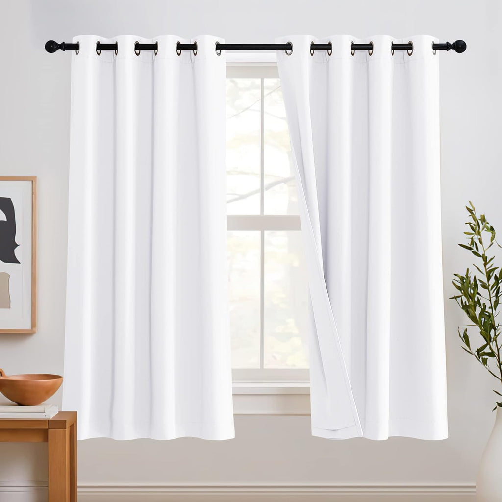 Rybhome RYB HOME Blackout Curtains with Felt Fabtic Liner for Sound Absorbing, 3 Layers Soundproof Thermal Insulated Summer Drapes for Bedr…