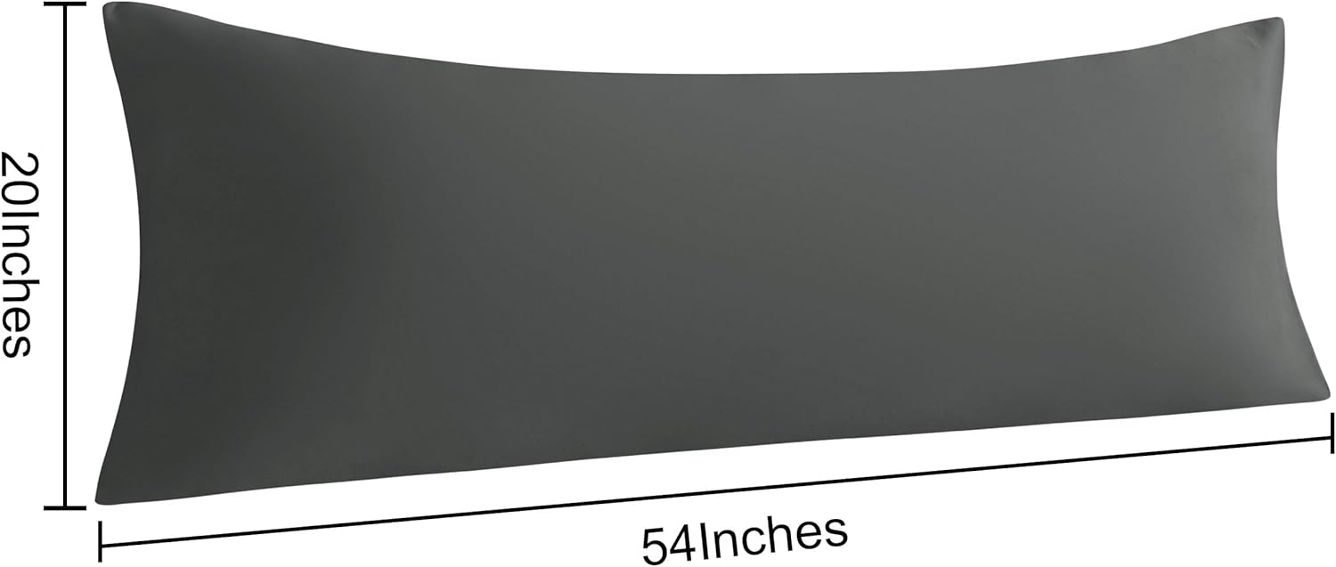 Ntbay Body Pillow Cases Set of 2, 2 Pack Brushed Microfiber 20x54 Pillow Cases, Soft, Wrinkle, Fade, Stain Resistant Dark Grey Pillow Cases…