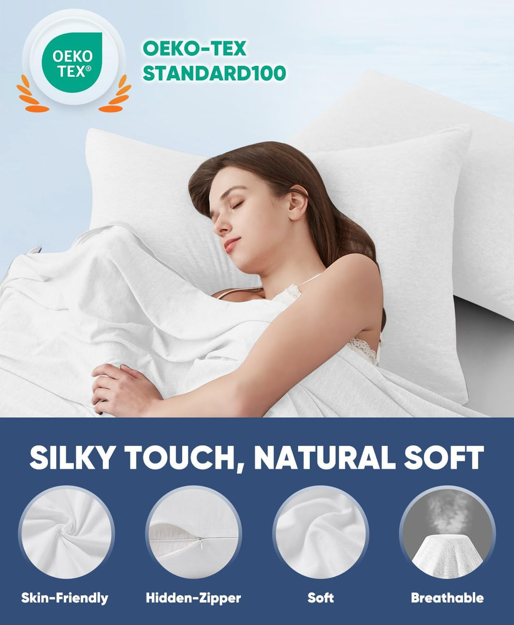Luxear 2 Pack Cooling Pillow Cases King Size, Arc-Chill Q-Max > 0.5 for Hot Sleepers, Hair & Skin Friendly, Double-Sided, Machine Washable,…