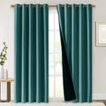 Nicetown 100% Blackout Window Curtain Panels, Sea Teal, 2 PCs, 62" Wide Each Panel, Cold and Full Light Blocking Drapes with Black Liner fo…