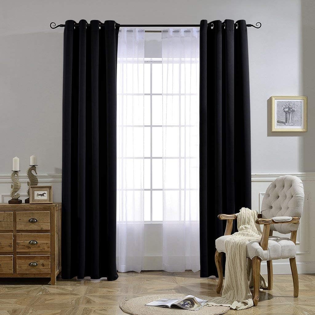 Nicetown Black Out Curtains for Bedroom 84 inches Long - Light Reducing Thermal Insulated Solid Grommet Curtains/Panels/Drapes for Living R…