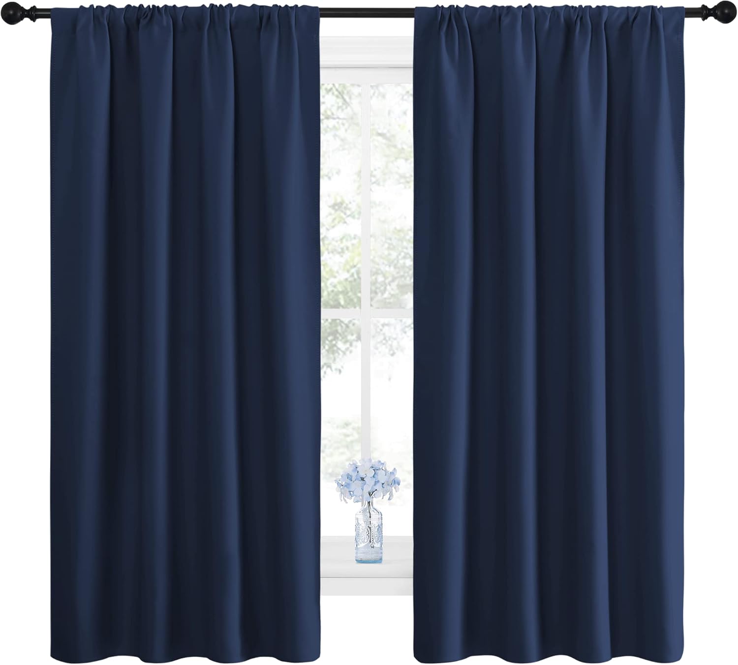 NICETOWN Bedroom Curtains Blackout Draperies - All Season Thermal Insulated Solid Rod Pocket Top Blackout Curtains/Drapes for Kid's Room…