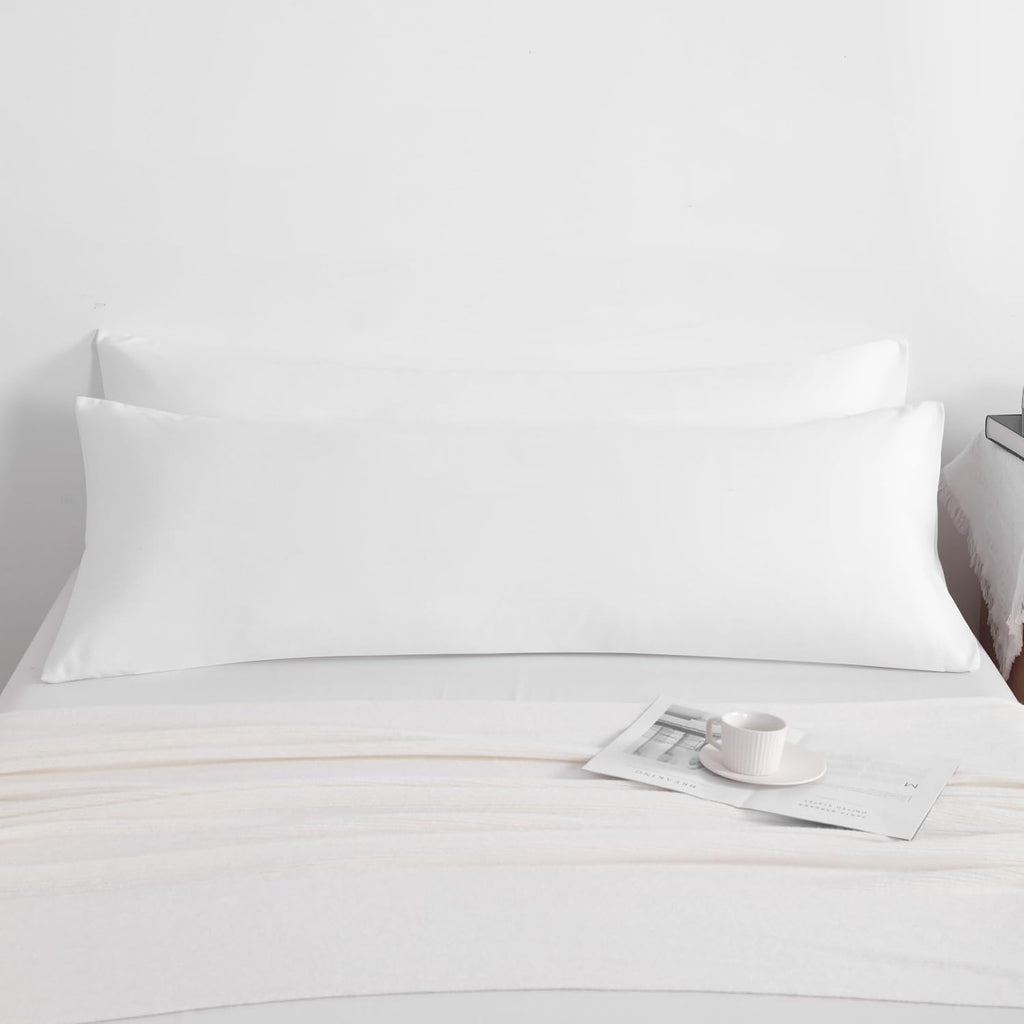 Ntbay Body Pillow Cases Set of 2, 2 Pack Brushed Microfiber 20x54 Pillow Cases, Soft, Wrinkle, Fade, Stain Resistant White Pillow Cases wit…