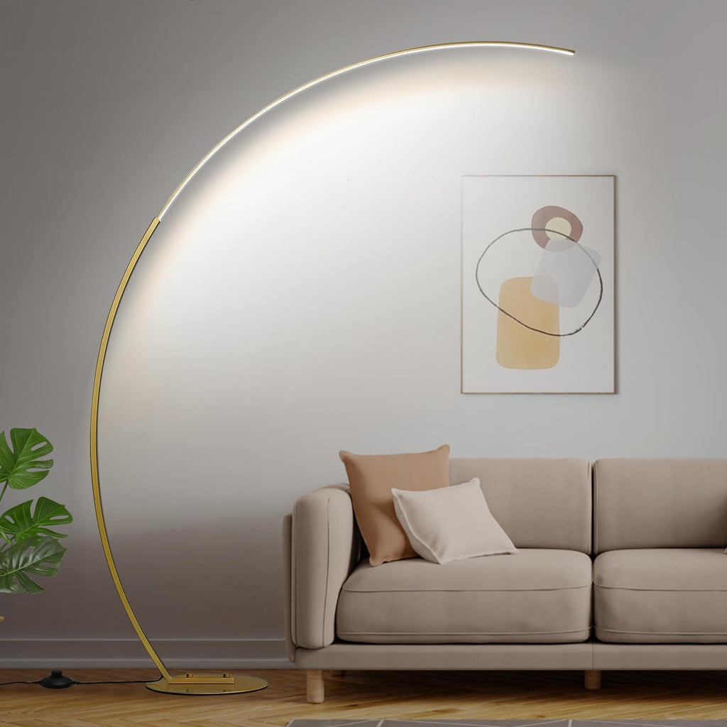 Dimmable LED Floor Lamp with 3 Color Temperatures, Ultra Bright 2000LM Gold Arc Floor Lamp, Modern Standing Tall Lamp with Remote Control…
