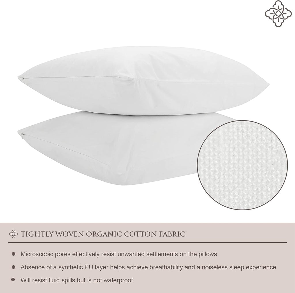 Bioweaves 100% Organic Cotton Breathable Pillow Protectors GOTS Certified with Zipped Closure – Toddler - 13” x 18”, 2-Pack