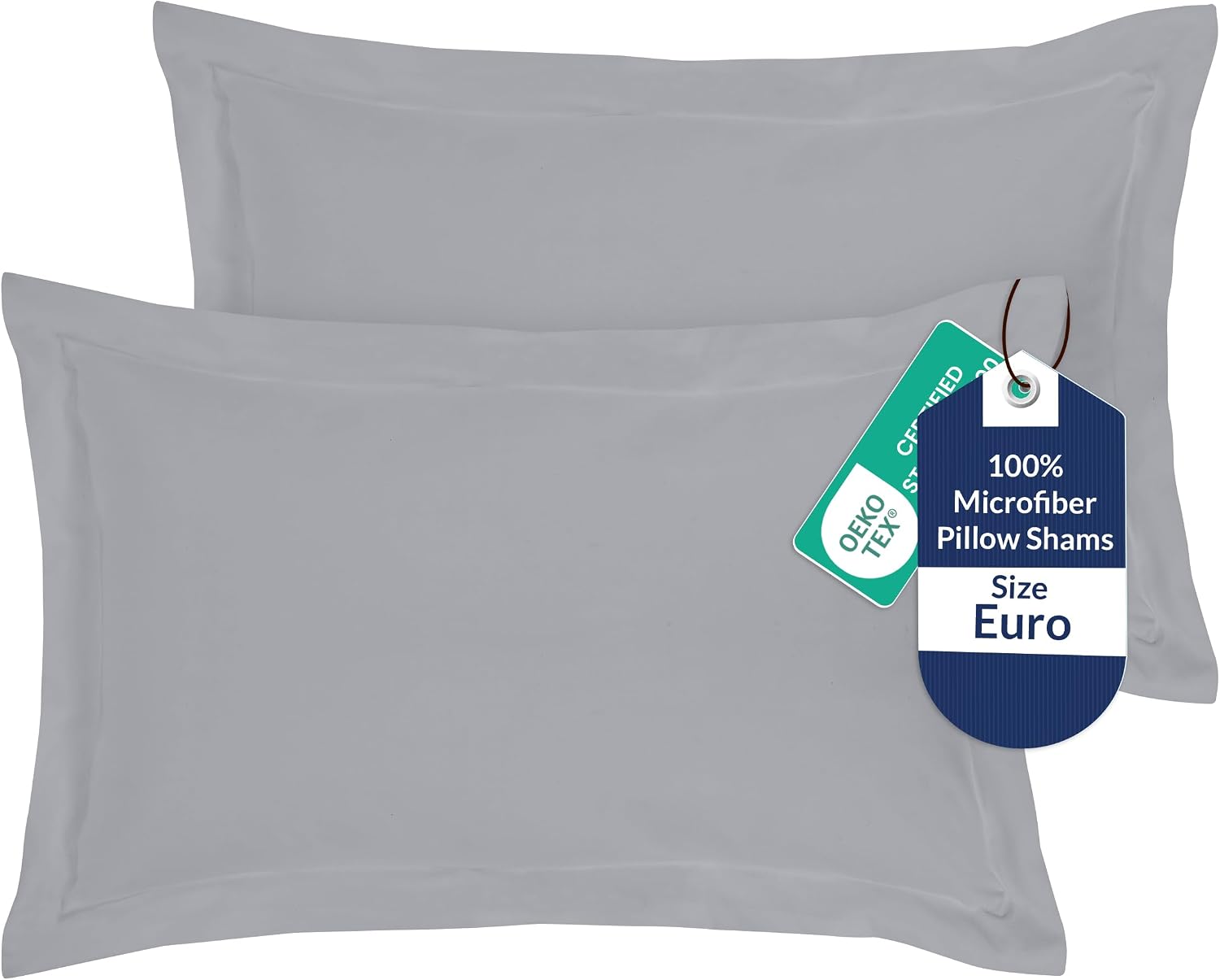 Royalelinens Royale Linens Pillow Shams 2 Pack Euro Size 26x26 Inch - Brushed 1800 Microfiber - Bed Pillow Shams, Wrinkle Resistant Super S…