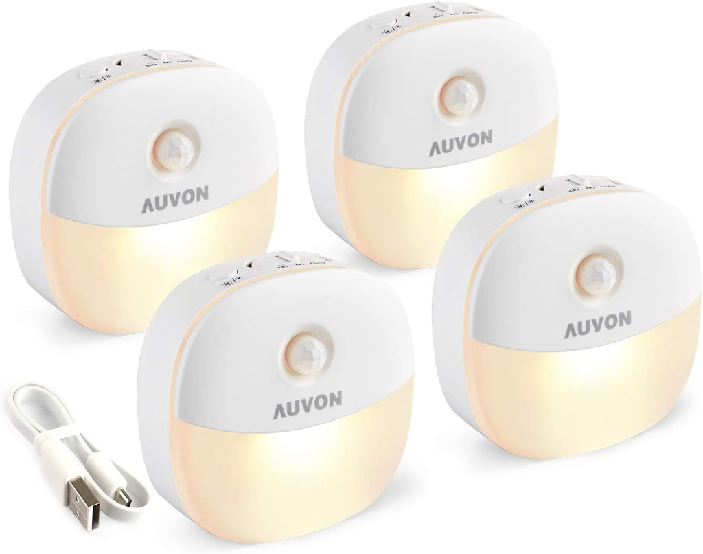 AUVON Rechargeable Battery Night Light, Mini with Motion Sensor, Warm White LED Stick-On Closet Light with Dusk to Dawn Sensor…