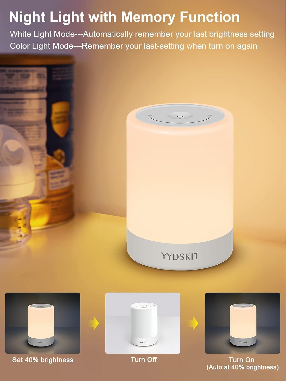 Baby Night Light, Nursery Night Lamp for Breastfeeding, Portable Nightlight for Kids Toddlers Bedroom, Warm & Soft Bedside Lamp, Touch…
