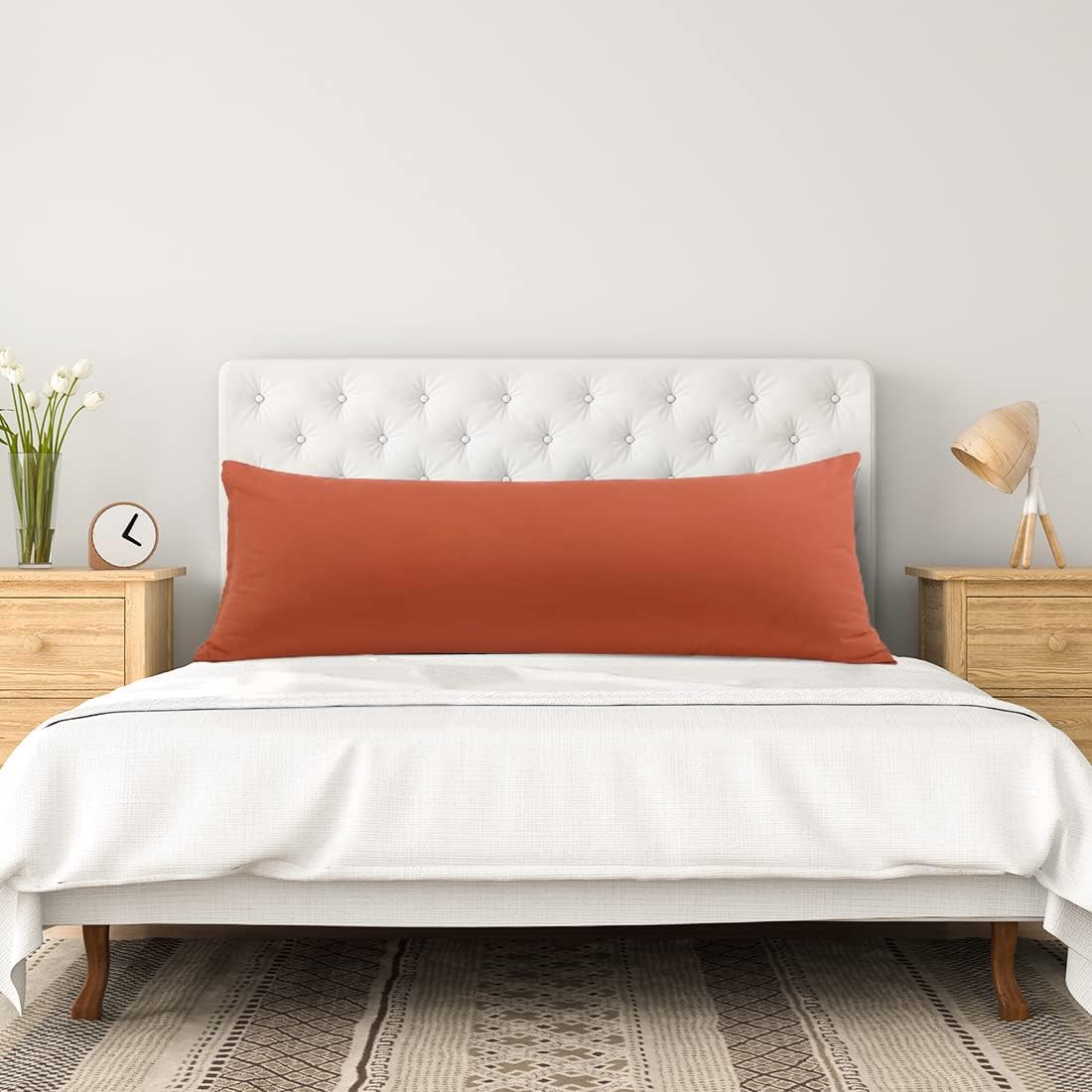 PiccoCasa Body Pillow Cover, 110 GSM Brushed Microfiber, Rust Color, Zipper Closure, Soft Long Cases for 20"x48" Body Pillows cotton