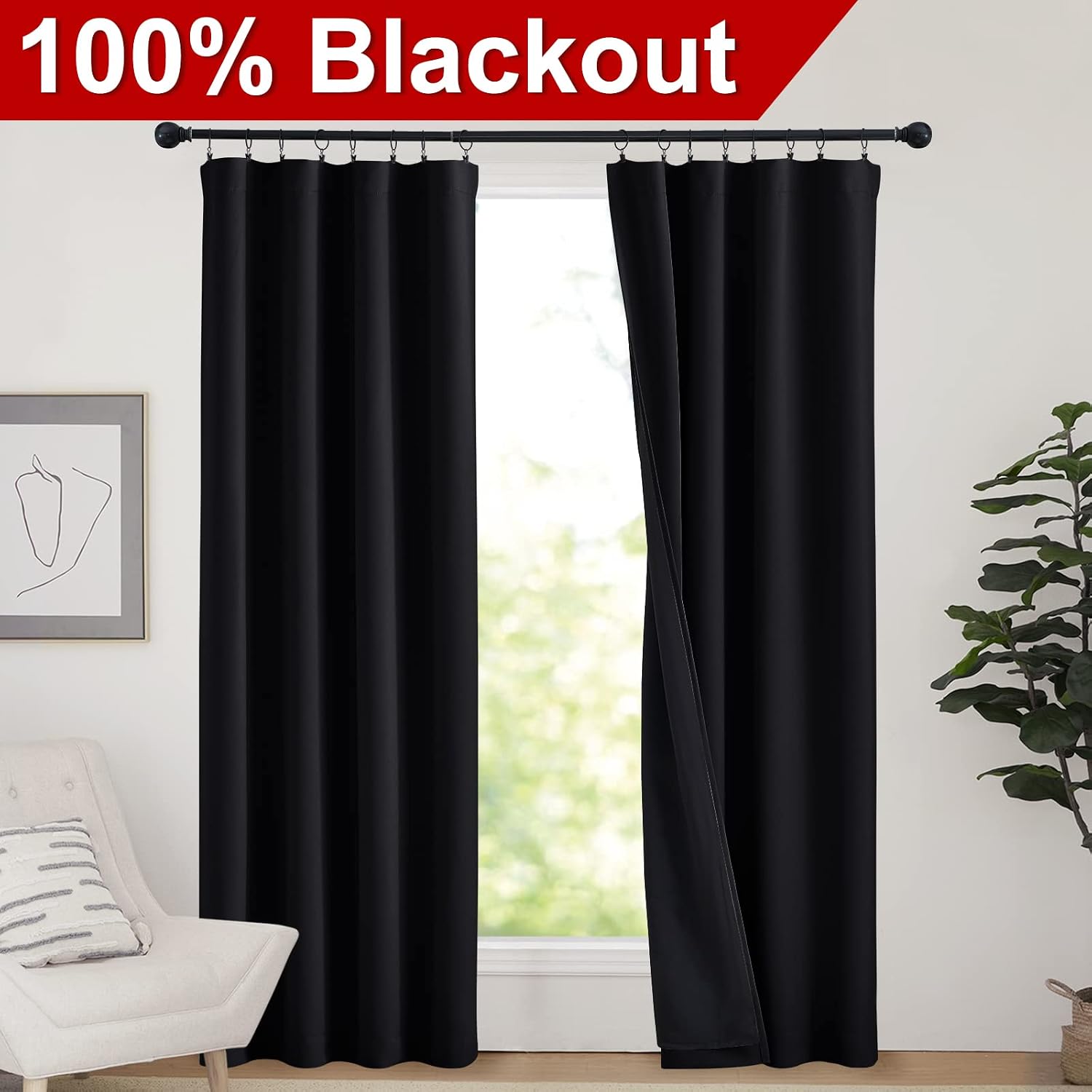 Nicetown High-End Thermal Curtains, Full Blackout Curtains 84 Inches Long for Dining Room, Soundproof Window Treatment Drapes for Hall Room…