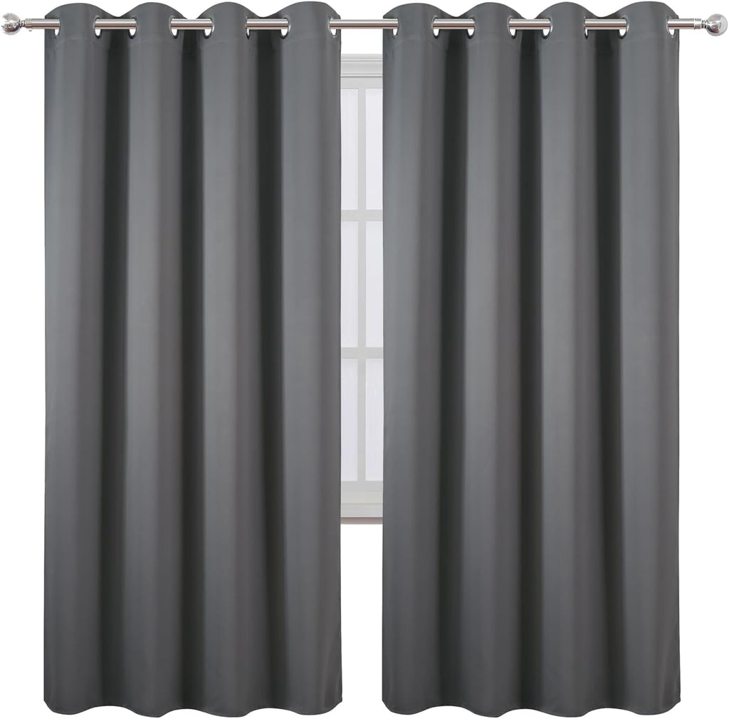 Lemomo Blackout Curtains 66 x 72 Inch Long Frost Grey Curtains Set of 2 Panels Room Darkening Curtains for Bedroom and Living Room 72 Inch…