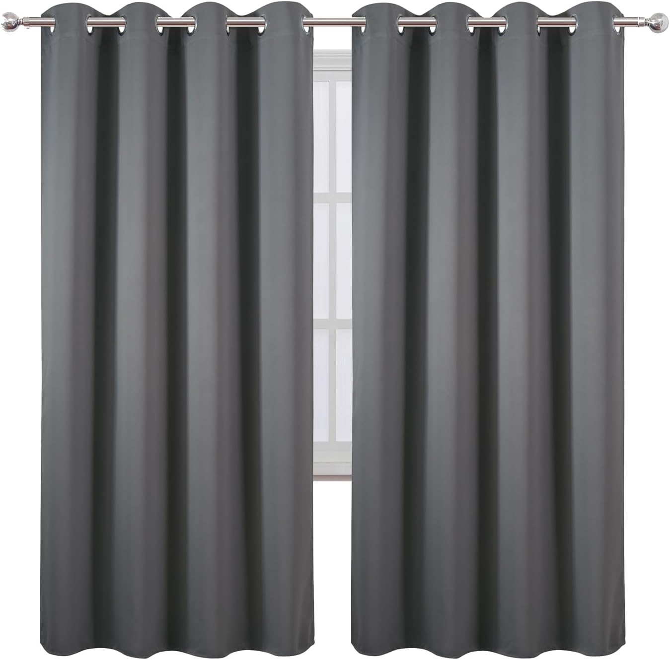Lemomo Blackout Curtains 66 x 72 Inch Long Frost Grey Curtains Set of 2 Panels Room Darkening Curtains for Bedroom and Living Room 72 Inch…