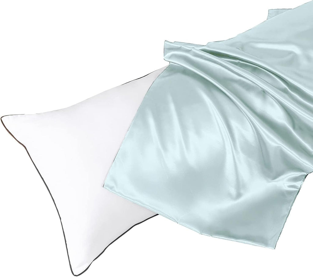 Huxmeyson Body Pillow with Satin Pillowcase, Body Pillow for Adults, Removable Cover, Ice Blue (20"x54") Blue