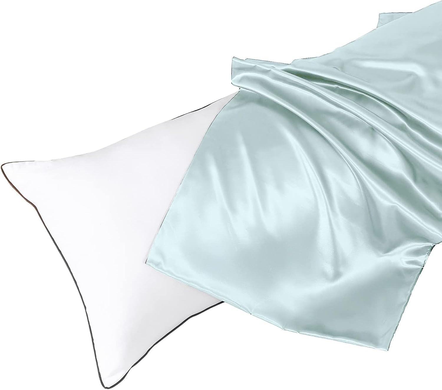 Huxmeyson Body Pillow with Satin Pillowcase, Body Pillow for Adults, Removable Cover, Ice Blue (20"x54") Blue