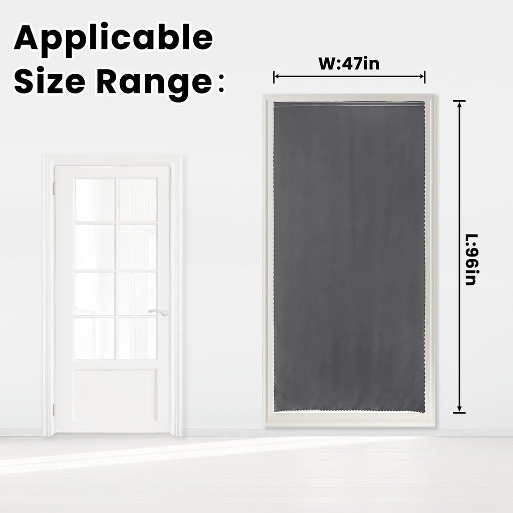 Magic Tape Blackout Curtains for Bedroom No Drillng Self Adhesive Curtains No Rod Small Window, 47" W X 96" L, Grey, 1 Panel