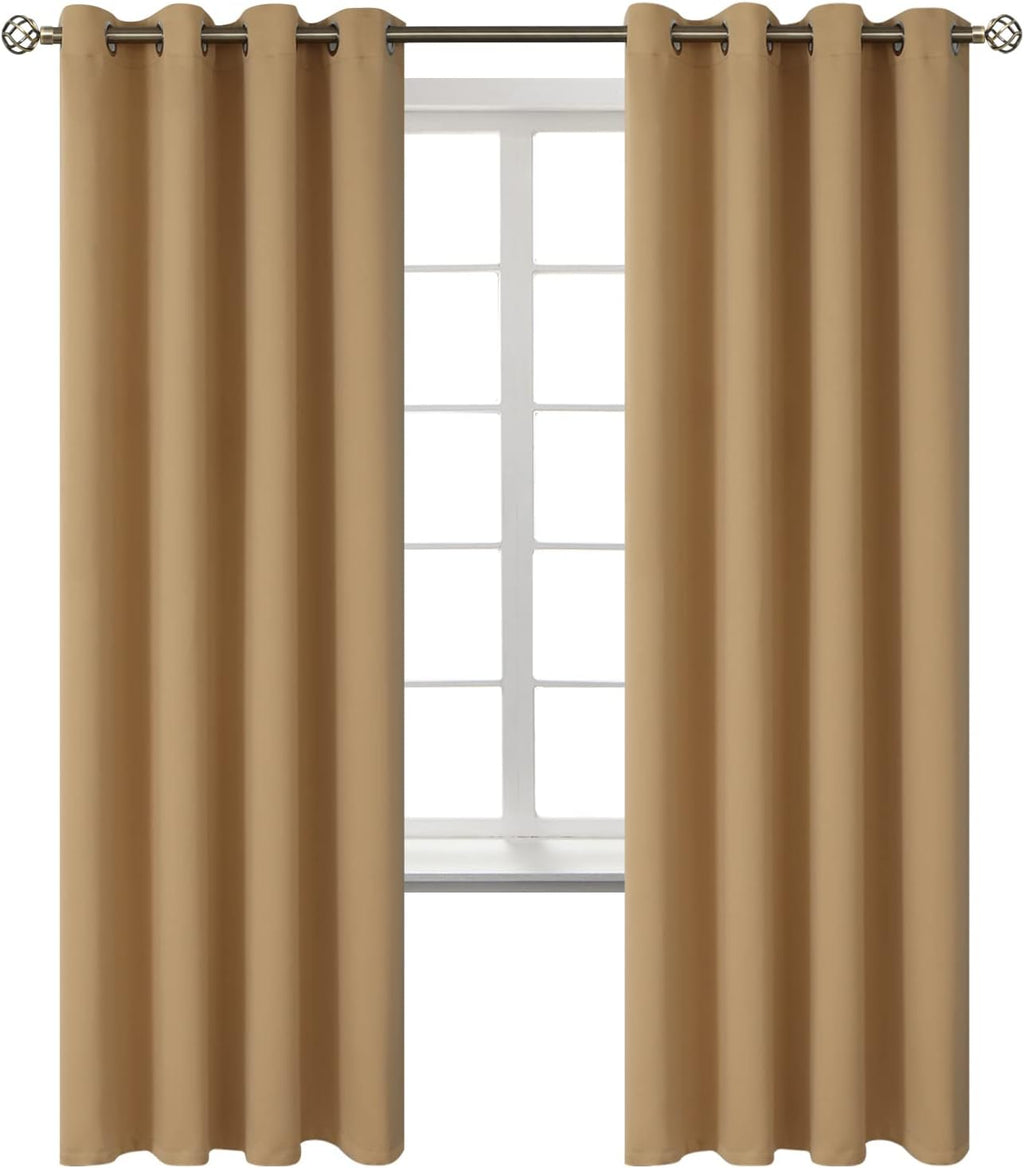 BGment Blackout Curtains for Bedroom - Grommet Thermal Insulated Room Darkening Curtains for Living Room, Set of 2 Panels (52 x 72 Inch, Kh…