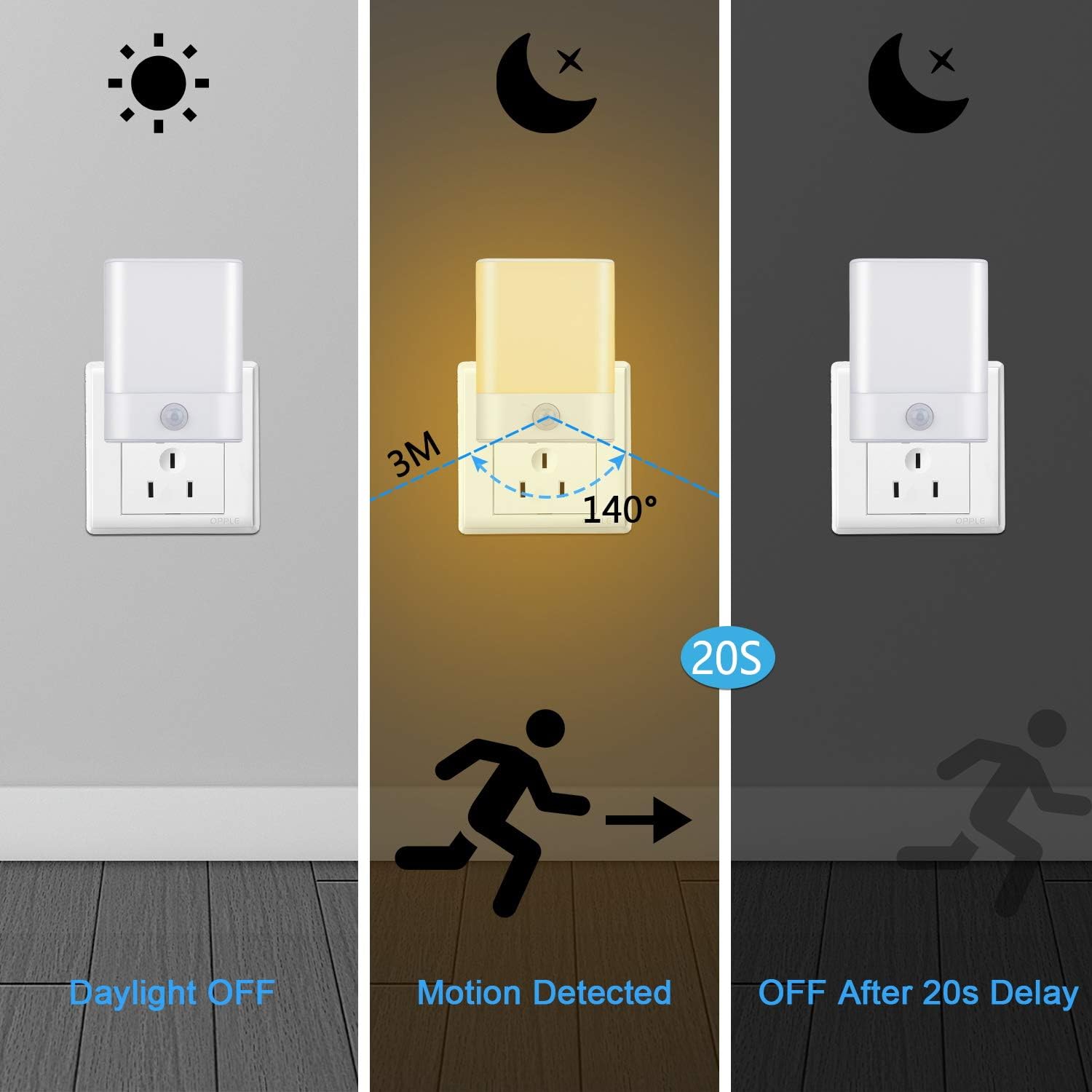 LED Night Light Plug in, Motion Sensor Night Light with Adjustable Brightness 3 Lighting Mode AUTO/ON/Off for Children, Bedroom, Hallway…