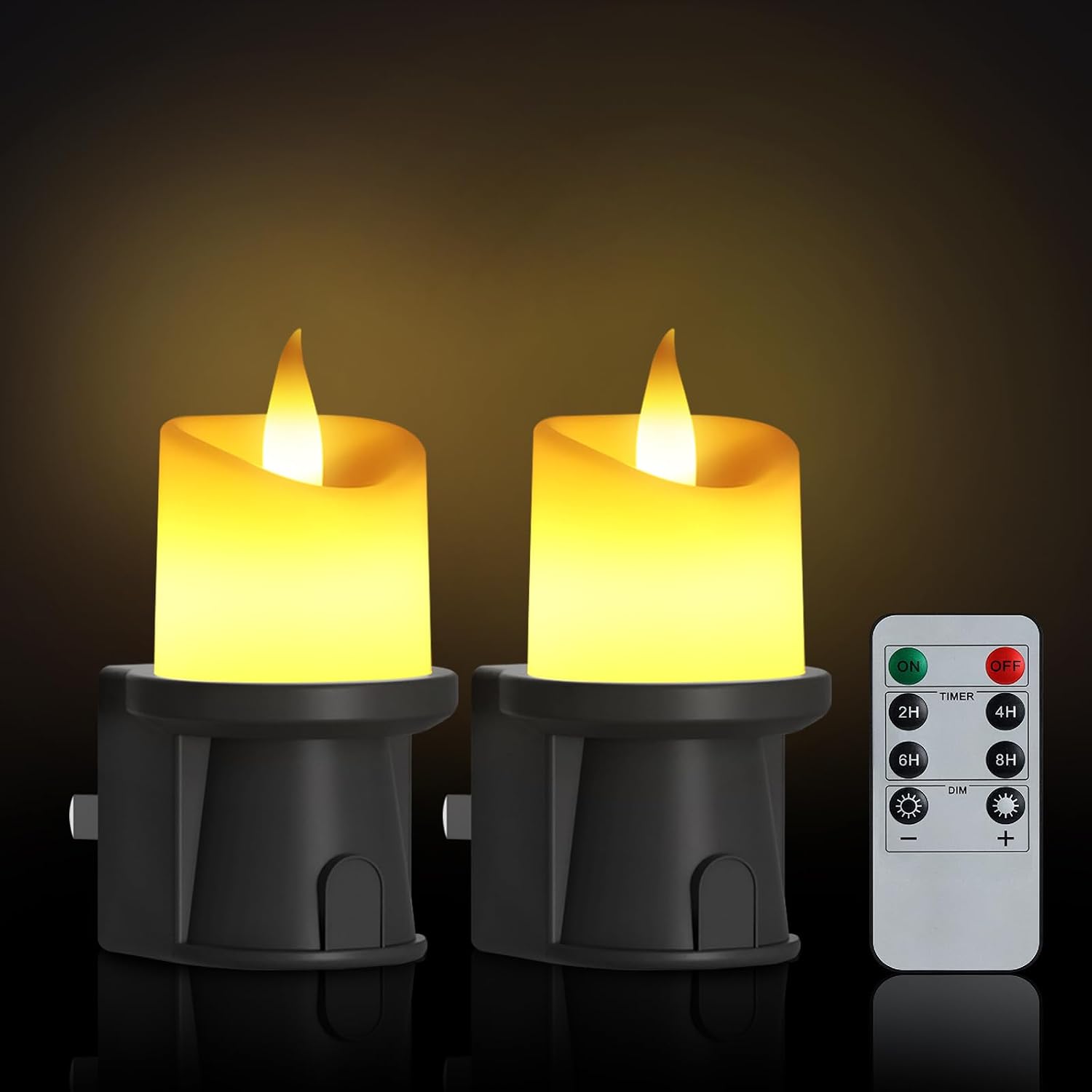 2-in-1 Plug in Night Light (2 Pack) - Dual Mode: Sensor & Remote Control - Modern Farmhouse Black Candle Wall Sconce for Industrial…