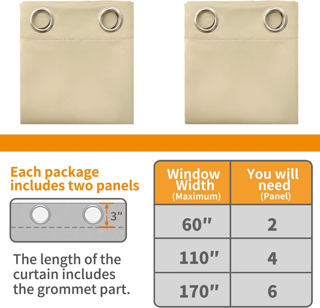 YoungsTex Beige Short Blackout Curtains 45 Inches Length for Window - Thermal Insulated with Grommet Room Darkening Drapes Privacy for Bedr…