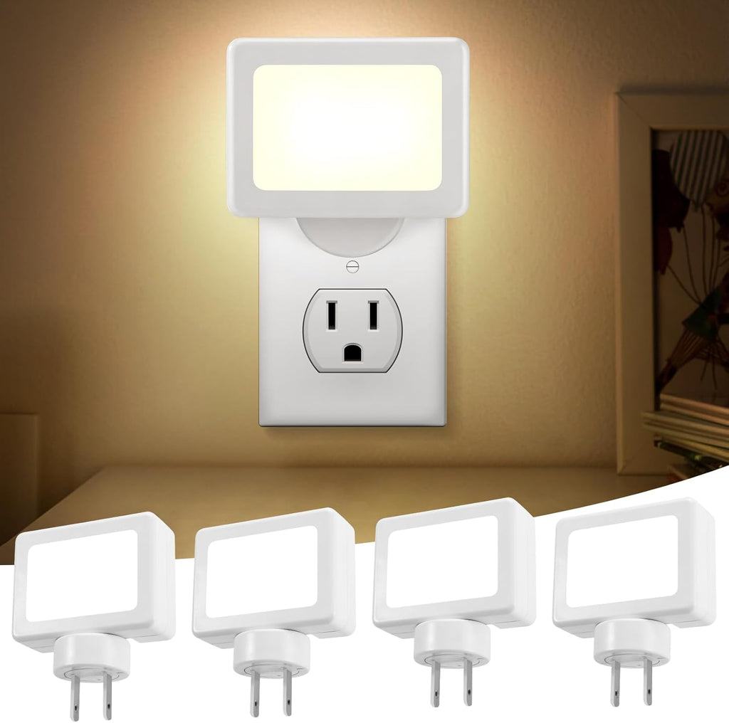 4 Pack Night Light Plug in Wall with Adjustable Direction, Dusk to Dawn Auto On/Off with Light Sensor, Soft White 2700K 100LM, Nightlight…