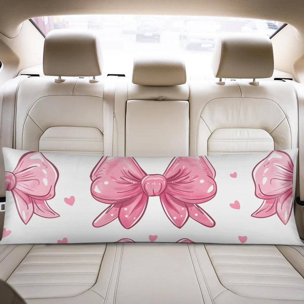 Bows Pink Heart Body Pillow Pillowcase 21"x 54" Long Body Pillow Cover with Zipper King Size Pillow Cases Queen Pillowcase for Hair and…