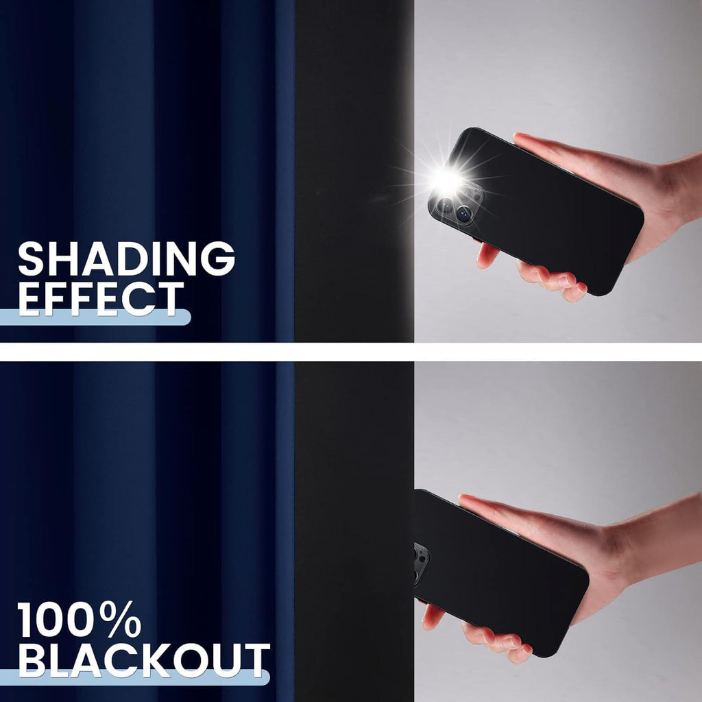 SimpleHome 100% Blackout Curtains for Bedroom, Thermal Insulated Navy Blue Grommet Window Drapes Room Darkening Curtains for Living Room wit…