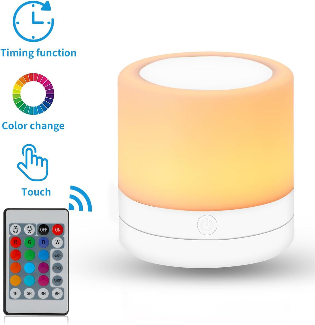 Nursery Night Light for Kids, USB Rechargeable Small Desk Lamp,13 RGB Colors & 4 Brightness & 1 Remote, Touch Bedside Cordless Table…