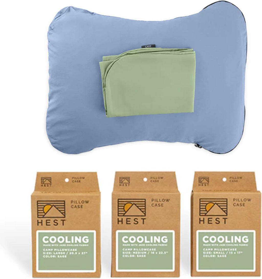 HEST Pillowcase Cooling - Compatible Camp Pillows - Jade Cooling Fabric - Machine Washable - Outdoor Ready - Medium