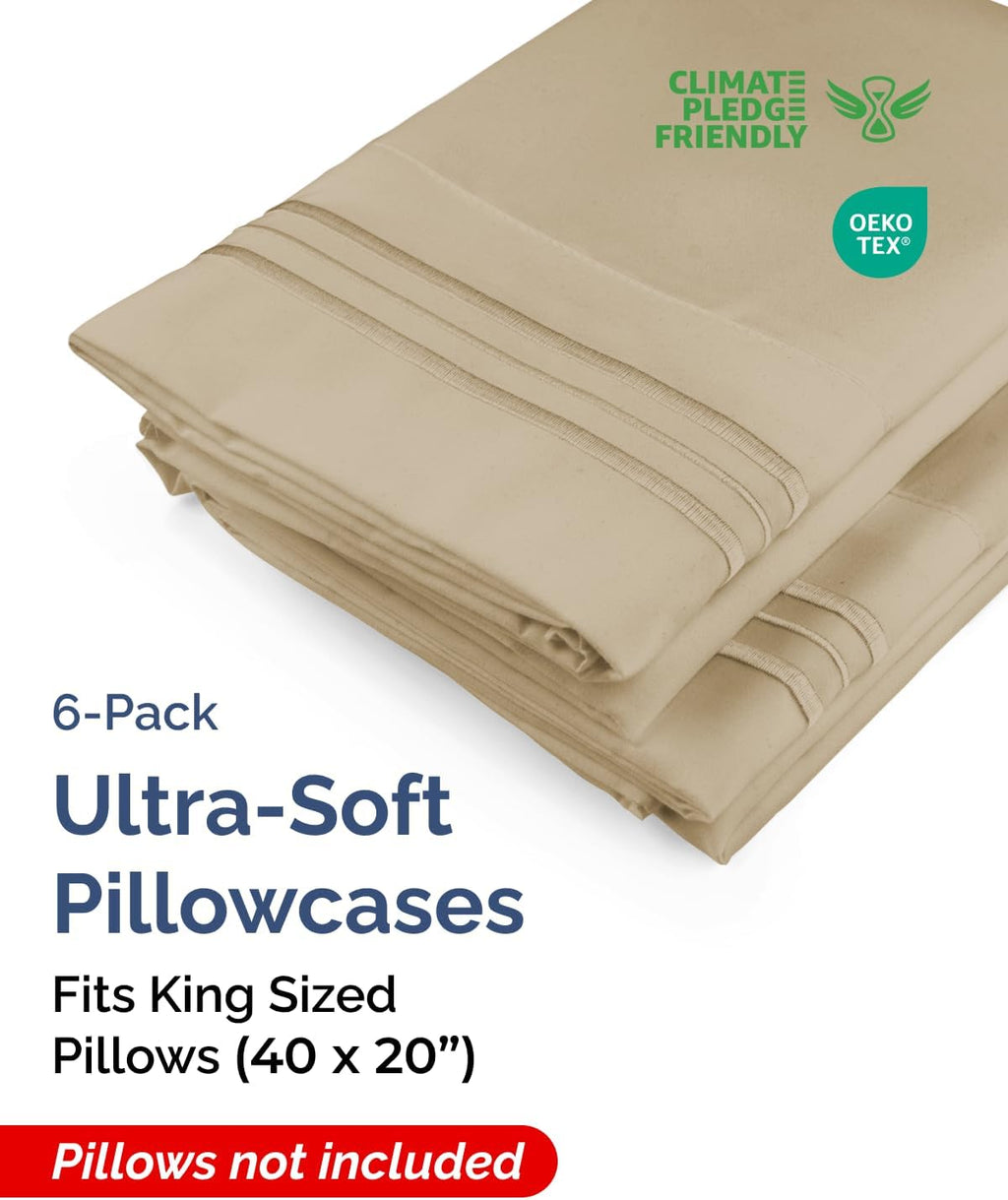 King Standard Pillow Cases Set of 6 - Ultra Soft Hotel Quality Pillowcase Covers - Comfy & Wrinkle Free - Shrink & Fade Resistant…