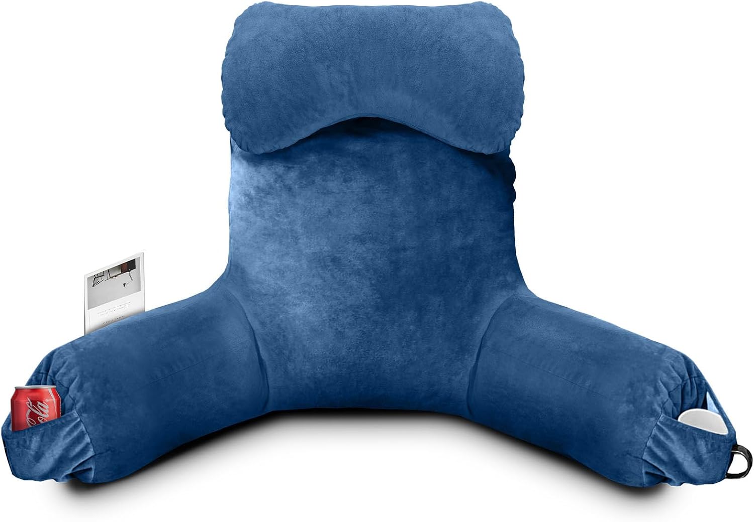 Reading Pillow for Sitting in Bed Adult, Bed Pillow with Shredded Memory Foam, 25''H Pillow with Detachable Neck Roll, Washable Cover…