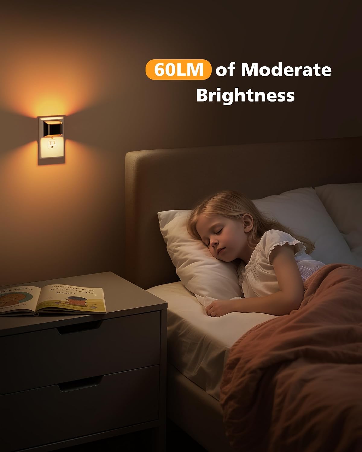 Volisun Amber Night Light, 4 Pack Up and Down LED Night Light with Dusk to Dawn Light Sensor, 1800K Night Lights Plug into Wall for Hallway…