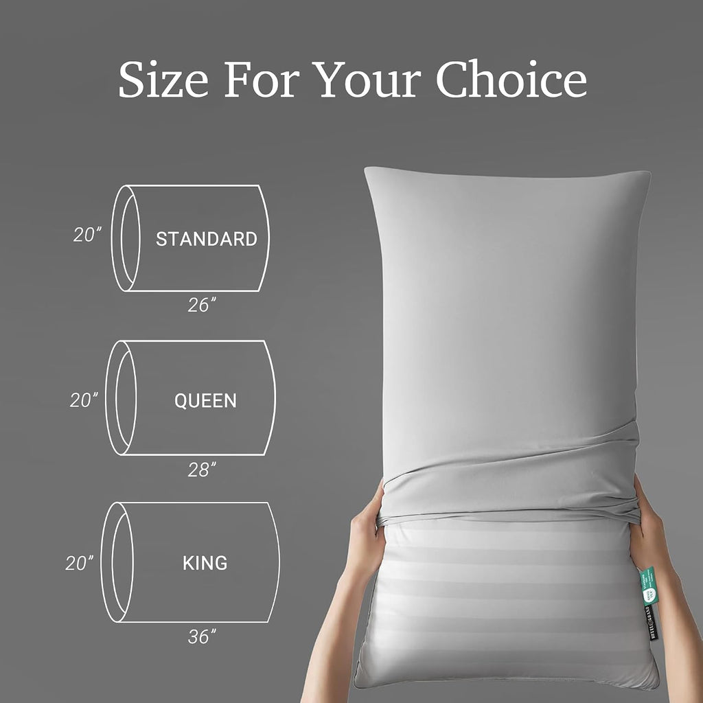 Hotel Grand Bed Pillows Standard Size Set of 2 Packs - 500 Thread Count 100% Cotton Medium Firm Hypoallergenic Feather Down Pillows…