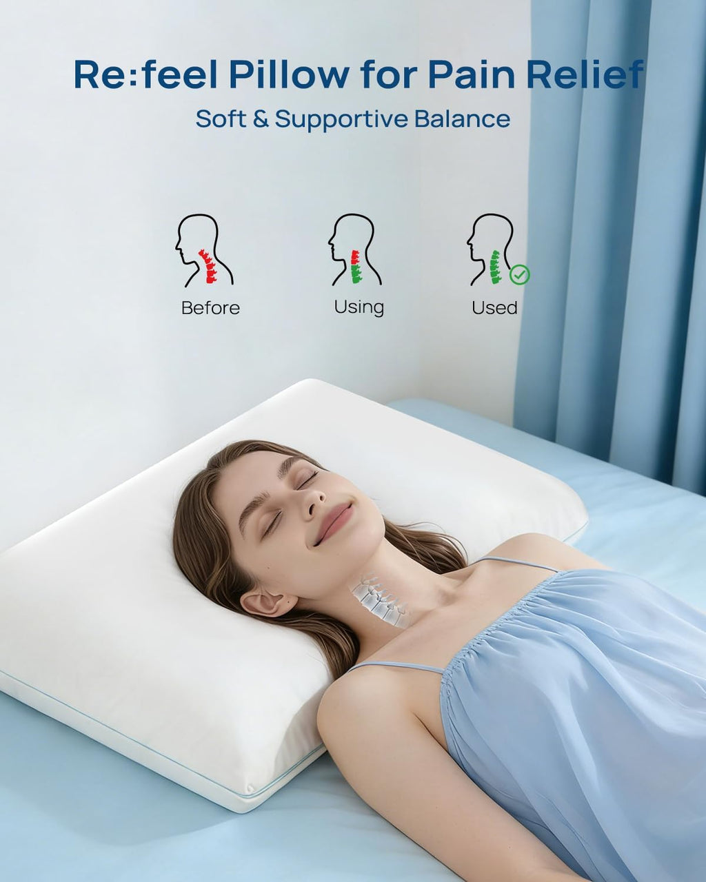 Releep Cool Touch Gel Memory Foam Pillow, Soft Breathable Cervical Neck Pillow, Deep Sleep Pillow, Ergonomic Orthopedic Bed Pillow for Neck…