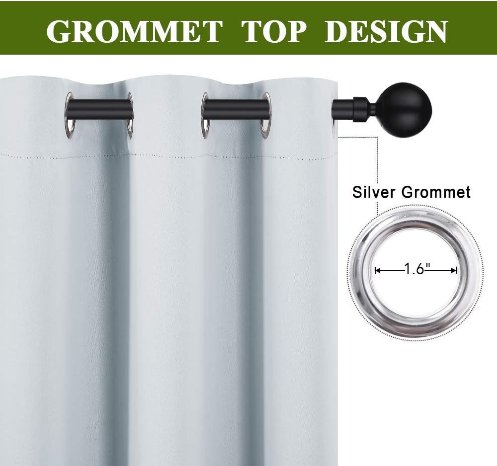 Nicetown Cloud Grey Window Curtain and Drape easy maintenance Solid Thermal Insulated Grommet Room Darkening Drapery for Kid's Room (1…